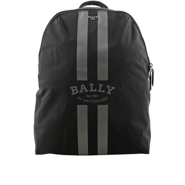 [平輸]BALLY On The Go Round 條紋尼龍後背包(黑色)(贈收納袋)