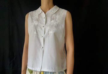 純手工刺繡古董無袖上衣