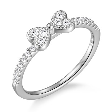 純銀戒指．愛心蝴蝶結．銀色