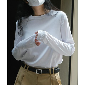 【巴黎精品】現貨+預購 T恤長袖上衣-簡約內搭毛邊棉質女裝2色a1ea50