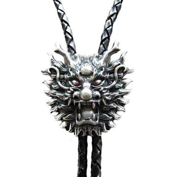 【米蘭精品】Bolo tie波洛領帶-鍍銀中國元素含珠龍頭美式領帶男配件74gx49
