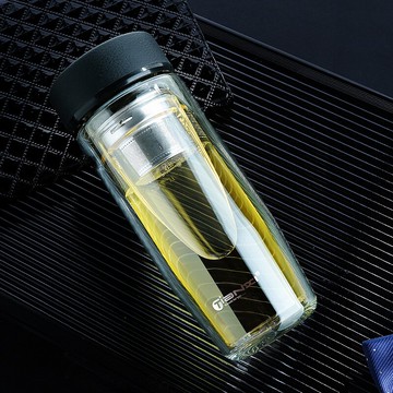 天喜玻璃杯 雙層耐熱防燙水杯車載泡茶杯過濾帶蓋男士辦公杯子