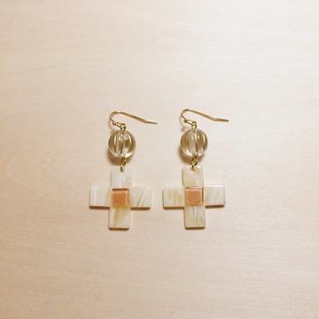 復古南瓜焦糖十字架耳環