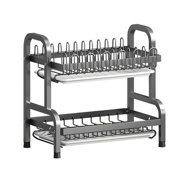 碗碟架 附水杯架 可放11個盤子 18個碗 6個杯子  槍灰色  2層  1個