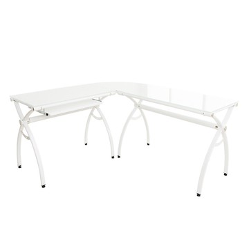 【dayneeds】白吉林 8mm強化玻璃 L 型轉角電腦桌白吉林