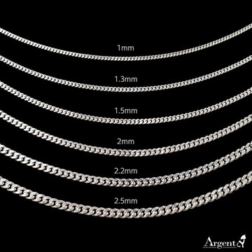 925純銀古巴鍊單鍊(1/1.3/1.5/2/2.2/2.5 mm)極細/細/中/粗扁鍊造型純銀鍊 銀飾(單條價)