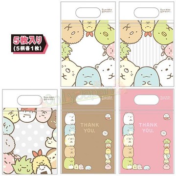 真愛日本 19010100036 日本製5入可提夾鏈袋S-SG圍繞 角落生物 貓咪恐龍企鵝白熊 收納小物  密封袋 可重複使用 環保