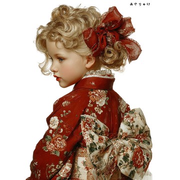 【12月新品4】07-114-0162 人物貼紙 和服復古