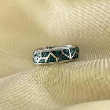 戒指 14 號 綠松石馬賽克 銀色系 12ACci3-3