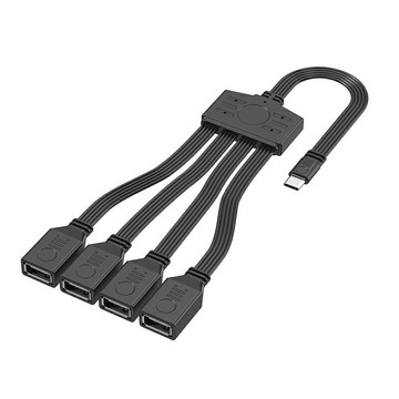 【易控王】15cm~100cm 直頭/彎頭 USB-C TO USB-A 4PORT短線型集線器 OTG(40-763-01)