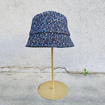 【HiGh MaLi】時尚窄版短簷漁夫帽/小香風編織系列/藍點彩編#禮物