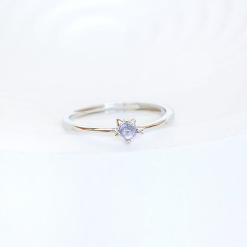 丹泉石坦桑石925純銀貓咪戒指