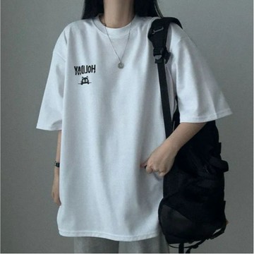 Vuja de 純棉 t恤 短袖上衣女 貓咪印花 T恤 韓國上衣 oversize T恤 寬鬆上衣 ins風 潮流衣服