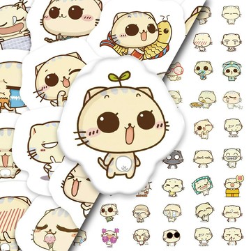 70張Q版卡通可愛cc貓表情包貼紙diy電腦鍵盤iPad手機手帳貼紙畫【宜家良品百貨】