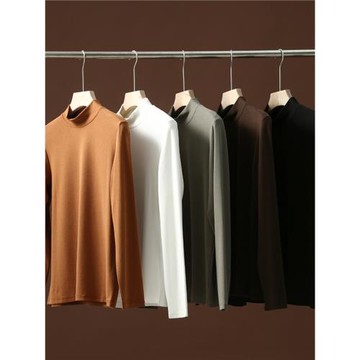 面料中的“軟黃金”！十足紳士感！秋季男士外貿半高領打底T恤衫