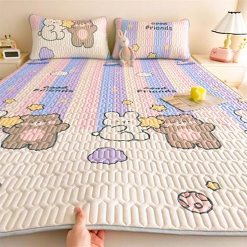 A類乳膠涼席三件套夏季加厚涼感冰絲席可機洗空調軟席夏日涼感