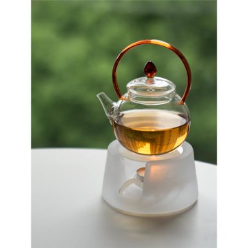 玻璃壺花茶壺小號耐熱耐高溫透明泡茶小提梁壺單個溫茶暖茶爐果茶