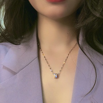 雙排鑲鉆鈦鋼小蠻腰項鏈新品時尚精致鎖骨鏈流行新款頸飾