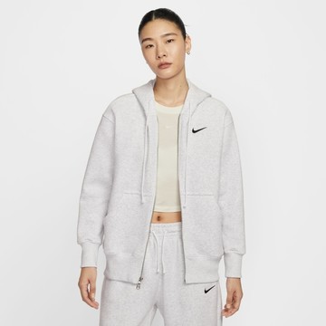 NIKE 女 AS W NSW PHNX FLC FZ OS HOODIE 雪花灰 連帽外套 拉鍊 長袖 DQ5759-051