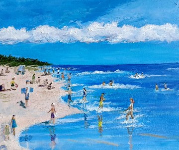 夏日油畫 裱框畫作
