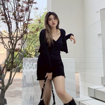 Chubchic~92kg內穿 大碼辣妹連衣裙女 大尺碼套裝 性感套裝 黑色吊帶裙 微胖包臀辣妹短裙套裝 氣質修身裙子