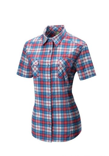 【【蘋果戶外】】山林 31B02 37 紅色 女 彈性 抗UV 格子襯衫 短上衣 吸濕排汗 快乾 春夏 Mountneer