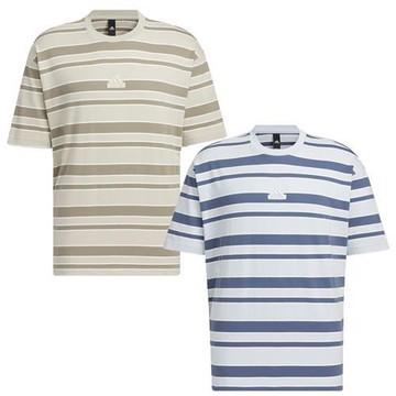 Adidas 短袖上衣 男裝 女裝 條紋 純棉 褐/藍【運動世界】IT3928/IT3929