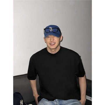 HIP潮牌美式重磅t恤短袖男女夏季圓領寬松黑色索羅娜速干涼感上衣