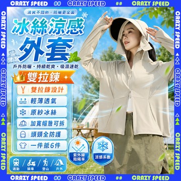 CRAZY SPEED🏆正品SGS認證冰絲 防曬外套🏆冰絲防曬外套 抗UV 大尺碼 涼感防曬外套 防曬衣 連帽 夏天外套