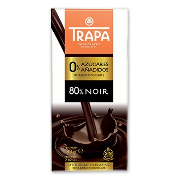 Trapa無添加糖80％黑巧克力片80g