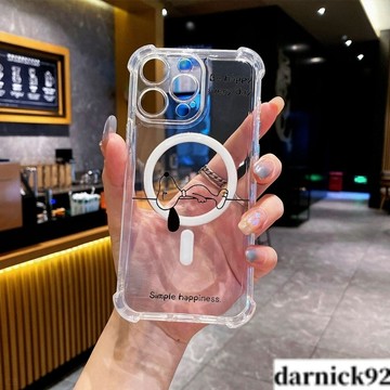 躺著史努比磁吸充電四角氣墊超級防摔i16PROMAX 蘋果iPhone15 14 13 12 11保護殼