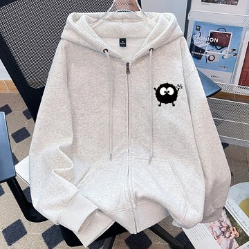 哇噢~小煤球 外套 開衫 外套女 連帽外套 開衫外套 內刷毛外套 oversize 外套 韓式外套 學院風外套 個性穿搭