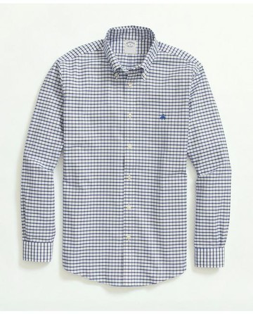 Brooks Brothers Men's Non-Iron Oxford Button-Down Collar Sport Shirt | Bright Blue | Size XS