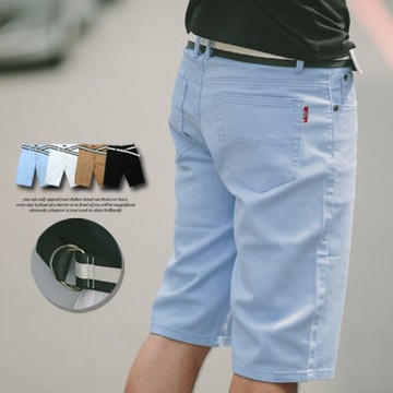 【N9612J】 夏日簡約感素面休閒短褲‧附皮帶(UC)