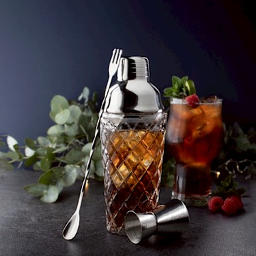 《Taylors Eye Witness》Taproom量杯吧叉匙+菱紋玻璃雪克杯-400ml-- 雪克杯 搖酒器 吧平匙 調酒量杯 調酒用具