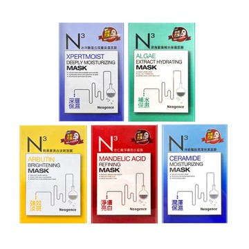 【Neogence 霓淨思】N3高機能面膜(神經醯胺/ 冰河醣/熊果素/深海藍藻/杏仁酸任選)6片盒裝 效期2025【淨妍美肌】｜超取萊爾富199免運