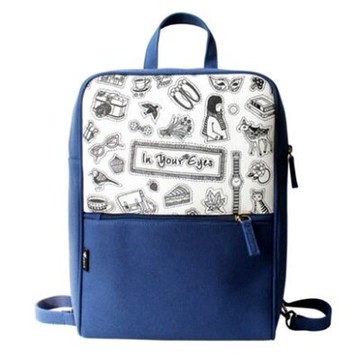 現貨+預購 後背包帆布雙肩包-黑白插畫兩用休閒女包包73sr29【獨家進口】【米蘭精品】