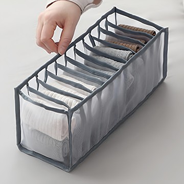 好物良品 抽屜網格內衣褲分隔收納整理籃 11格襪子款 灰色 網紗  32 x 12 x 12cm  1個