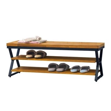 ASSARI-工業風木心板4尺座鞋架(寬120x深35x高44cm)