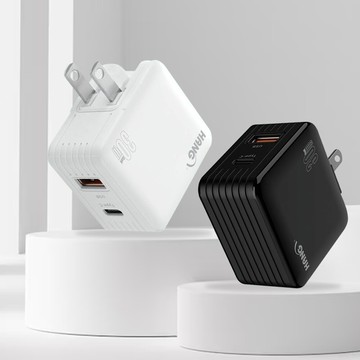 hang第三代氮化鎵gan 30w雙孔快充頭 pd+qc+pps 智能充電器 旅充頭