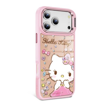 iPhone 全系列 軍規防摔合金框隱形立架鏡面鑽殼-寶石凱蒂