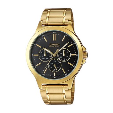 【CASIO 卡西歐】型男必備 三眼男錶 不鏽鋼錶帶 生活防水 礦物玻璃(MTP-V300G-1A)