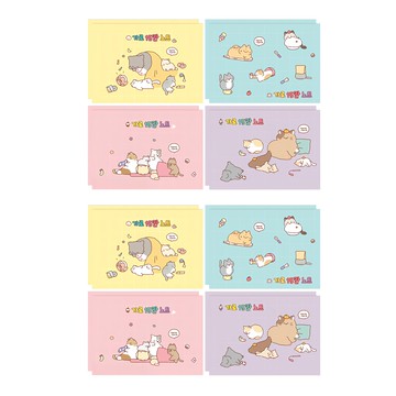 PINKFOOT Nyang Nyang 15格筆記本 259 x 183mm 8張  2組  黃色 + 粉色 + 藍色 + 紫色