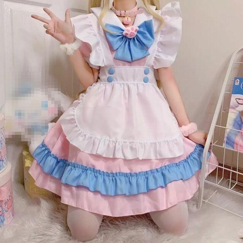 今ダケ送料無料 メイド服 ピンク ミニスカート ワンピース