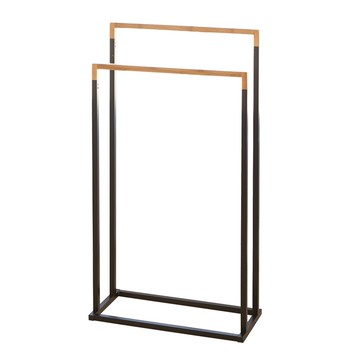 【H&R安室家】雙桿質感毛巾架BA38C黑色