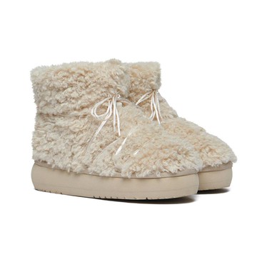 韓國 Rockfish Weatherwear CURLY FUR BOOTS SHORT 捲毛厚底短靴 米色 BEIGE