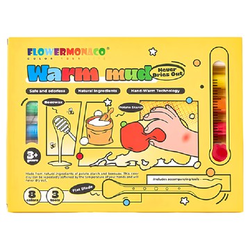 FLOWER MONACO 兒童溫感黏土套裝 8色 3歲以上適用 含3種工具  多色  200g  1組