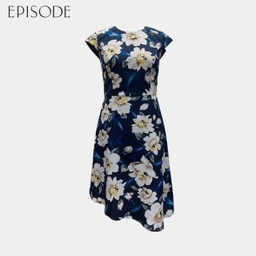 EPISODE -  雅緻印花收腰顯瘦小飛袖雪紡洋裝153731