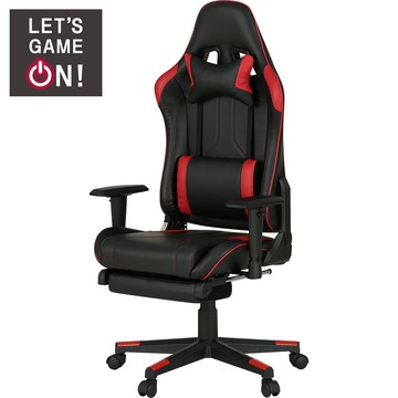 電競椅 電腦椅 辦公椅 GM707 BK/RE 腳凳 NITORI宜得利家居