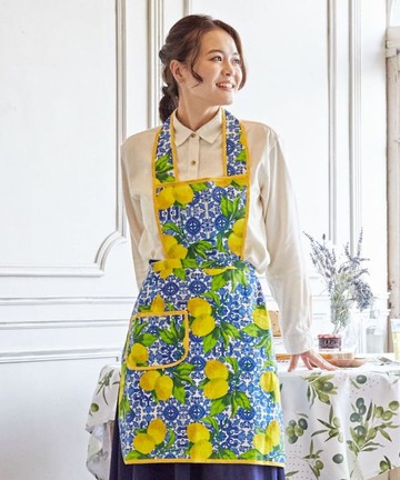 【熱門預購】檸檬印花圖案圍裙 工作服 (二色) LEIP4801
